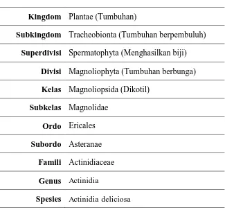 Tabel 2. Klasifikasi takson Actinidia deliciosa30