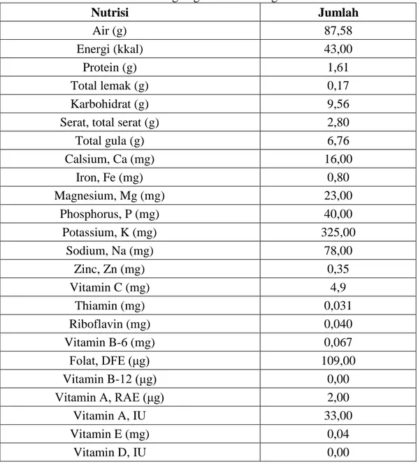 Tabel 2. 1. Kandungan gizi dalam 100 gram umbi bit 