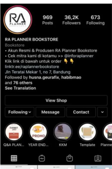 Gambar 1. 6 Profil Instagram RA Planner 