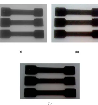 Gambar 4.1 Bentuk Spesimen Uji Tarik (a) 4% rockwool - 96% polyester, (b) 