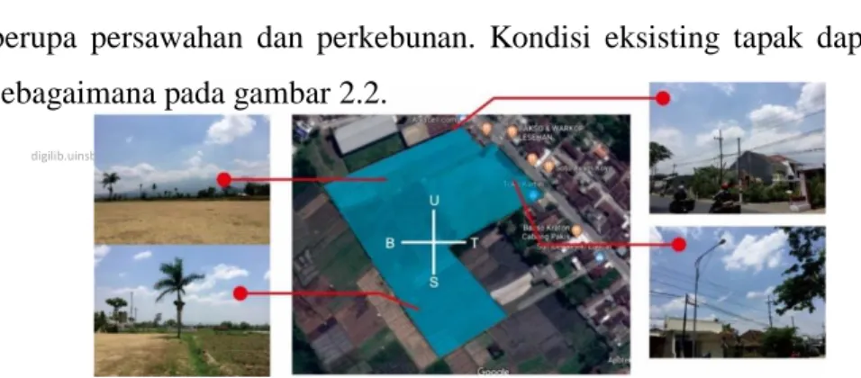 Gambar 2.1 Tapak terpilih desa Donowarih kabupaten Malang  (Sumber : google earth dan sketsa pribadi, 2018) 