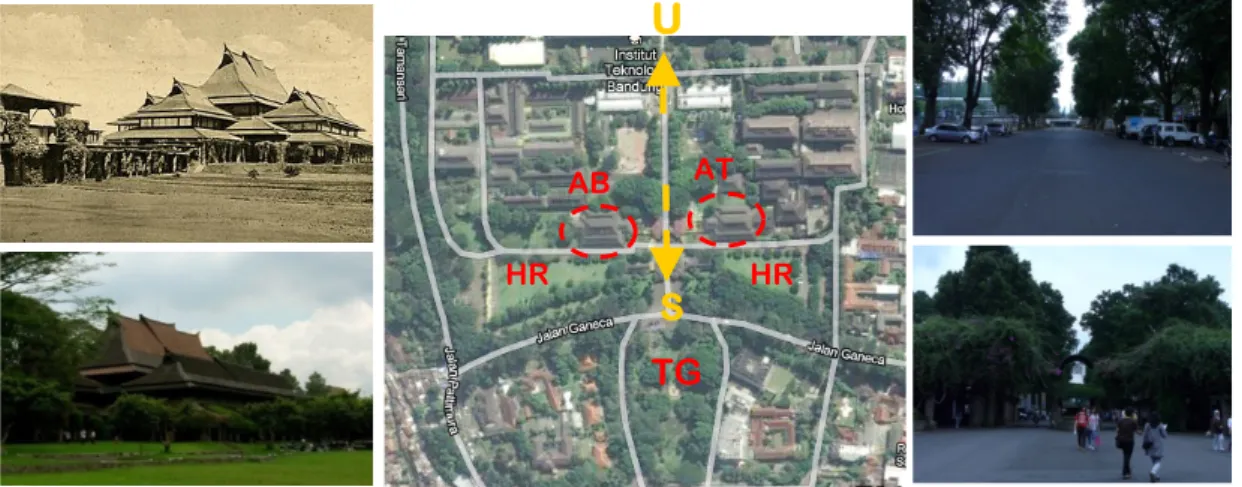 Gambar 5. Aspek Bentuk. Kiri atas:  Sosok bangunan Fakultas Teknik tahun 1920-an (saat ini Aula Barat)