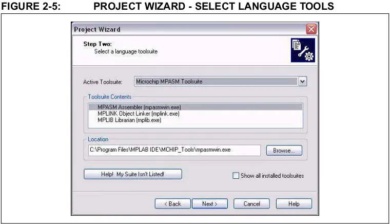 FIGURE 2-5:PROJECT WIZARD - SELECT LANGUAGE TOOLS