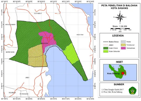 Gambar  3.1  Peta  Lokasi  Penelitian  di  Balohan  Kecamatan  Sukajaya  Kota          Sabang 57