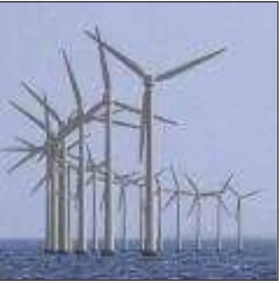 Gambar Kincir angin di lepas pantai  untuk pembangkit listrik di lepas pantai 