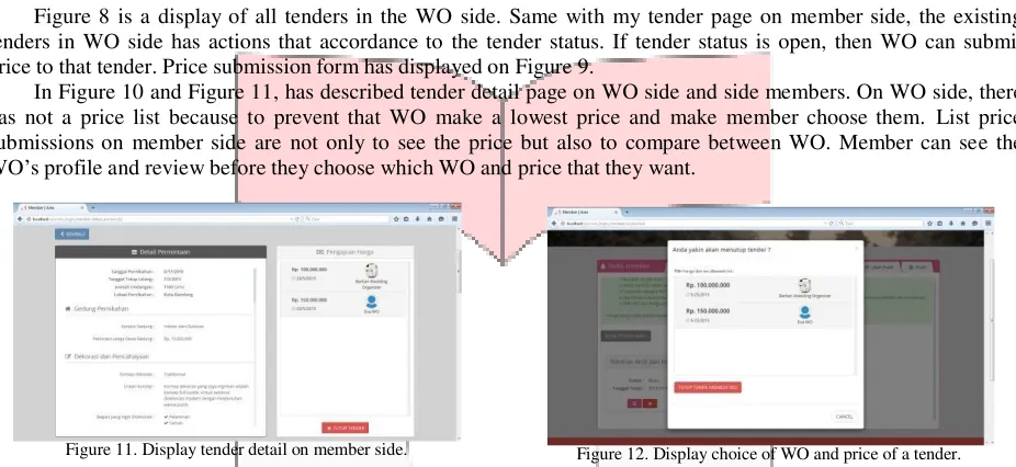 Figure 8 is a display of all tenders in the WO side. Same with my tender page on member side, the existing 