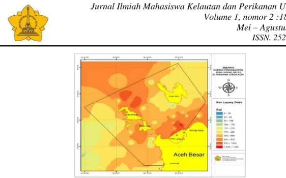 Gambar 4.Sebaran daerah penangkapan ikan layang deles(Decapterus macrosoma) di  Perairan Utara Aceh