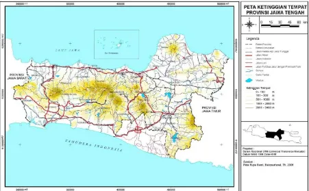 Gambar 2.2Peta Ketinggian Tempat di Provinsi Jawa Tengah