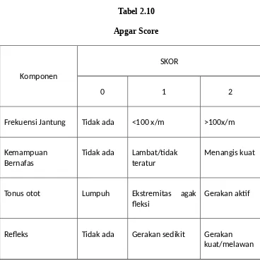 Tabel 2.10Apgar Score
