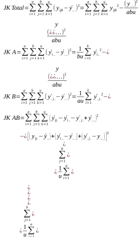 Tabel 2.1 Data (Misal : a=3, b=3, dan u=4)