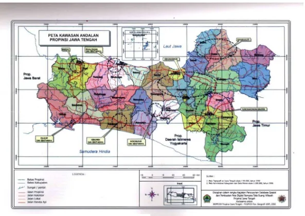 Gambar 1.1.  Peta Kawasan Andalan Provinsi Jawa Tengah 