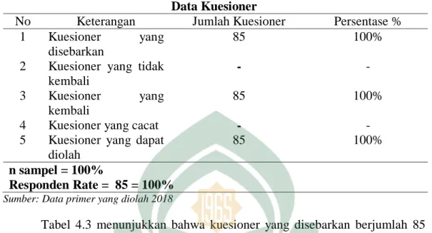 Tabel 4.3   Data Kuesioner 