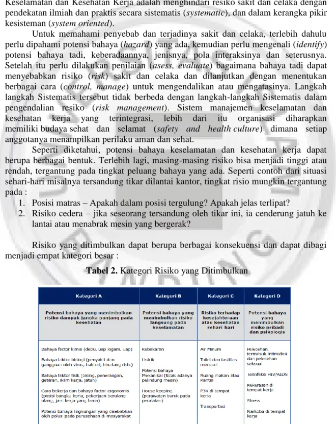 Tabel 2. Kategori Risiko yang Ditimbulkan 