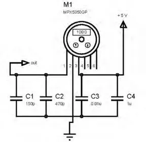 Gambar 3.3  Rangkaian dasar sensor tekanan MPX5050GP  3.3.2  Perancangan Rangkaian Osilometri 