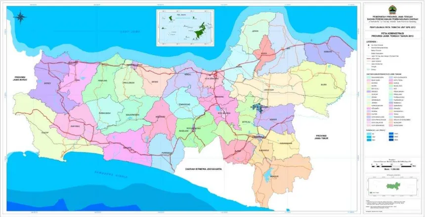 Gambar 2.1 Peta Wilayah Administrasi Kabupaten/Kota di Provinsi Jawa Tengah 