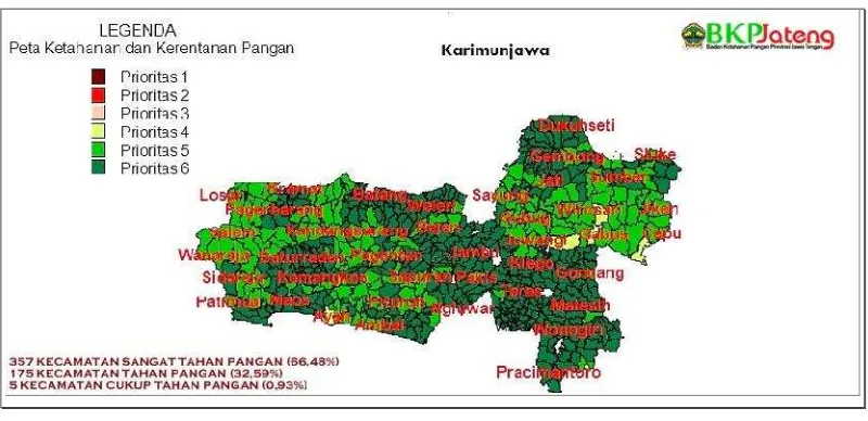 Gambar 2.10Peta Ketahanan dan Kerentanan Pangan Provinsi Jawa Tengah Tahun 2014