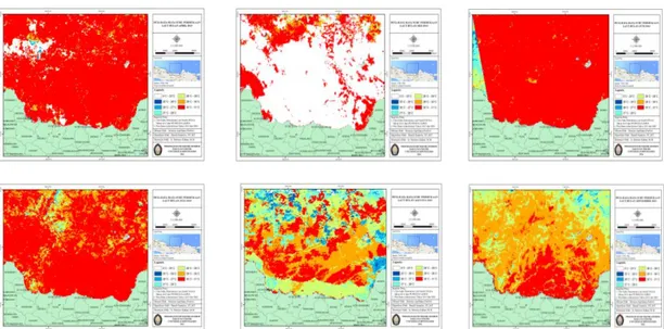 Gambar 6. Peta Rata-rata Suhu Permukaan Laut Bulan Kering (April - September)  Pantai Utara  Jawa Tengah Tahun 2013 