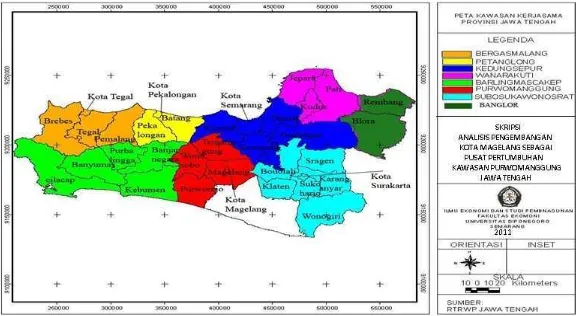 Gambar 1.1 Peta Kawasan Kerjasama Provinsi Jawa Tengah 