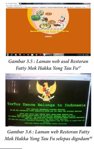 Gambar 3.6 : Laman web Restoran Fatty   Mok Hakka Yong Tau Fu selepas digodam 48