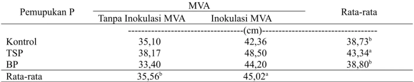 Tabel 1. Tinggi Tanaman Kacang Tanah (Arachis hypogaea L.) dengan Pemupukan   Fosfat dan
