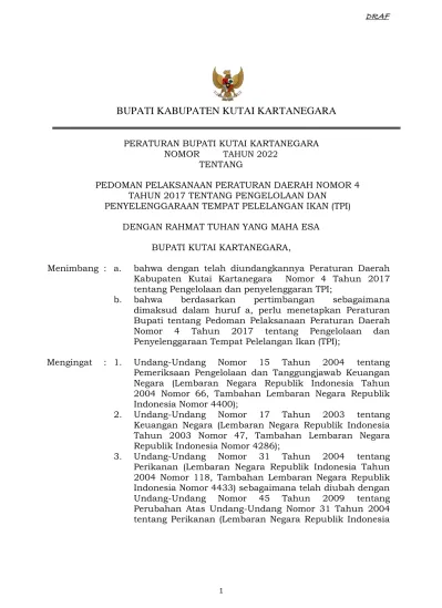 Penyusunan Rancangan Peraturan Bupati Kutai Kartanegara Tentang Pedoman ...