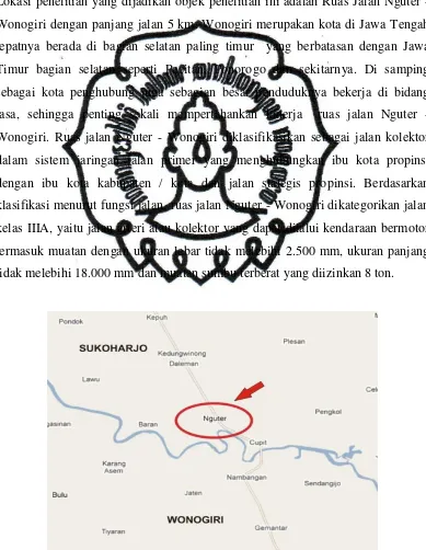 Gambar 3.1.commit to user  Peta Ruas Jalan Nguter - Wonogiri 