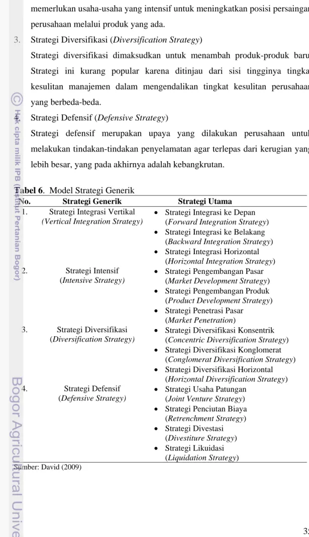Tabel 6.  Model Strategi Generik 