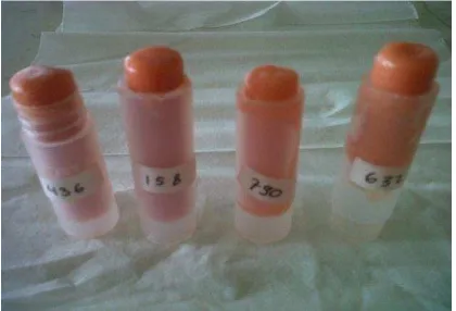 Tabel 8 menunjukkan bahwa keempat formulasi lipstik yang dibuat mempunyai titik 