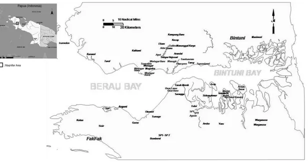 Gambar 1. Lokasi survei kekayaan jenis ikan di Teluk Bintuni 