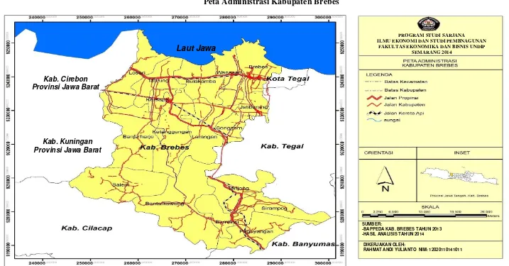 Gambar 1.1 Peta Administrasi Kabupaten Brebes  