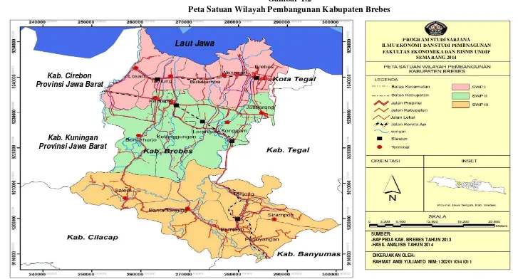 PetaGambar 1.2  Satuan Wilayah Pembangunan Kabupaten Brebes 