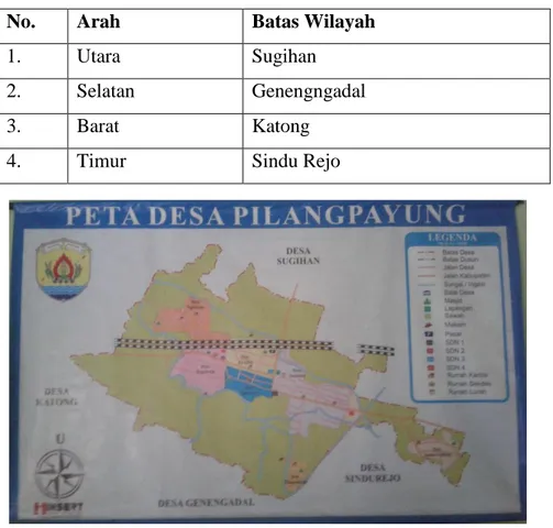 Tabel II : Batas-Batas Wilayah Desa Pilangpayung 