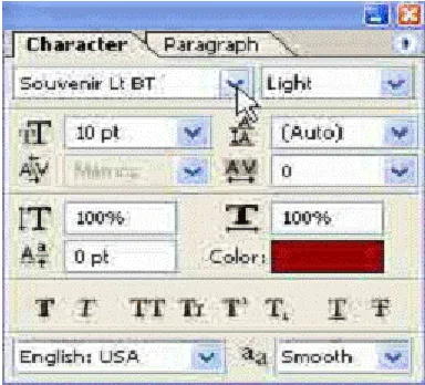 Gambar. Option Bar untuk Text  