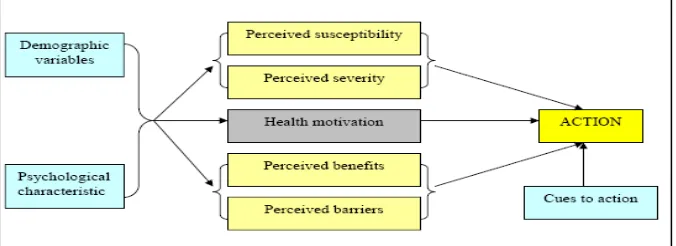 Gambar.2.3 Health Belief Model yang dipresentasikan  oleh Sheeran dan Abraham (1995) 