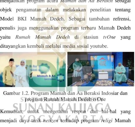 Gambar 1.2. Program Mamah dan Aa Beraksi Indosiar dan  program Rumah Mamah Dedeh tvOne 