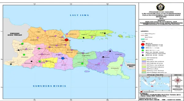 Gambar 1.1 Peta Pembagian SWP (Satuan Wilayah Pengembangan)Di Provinsi Jawa Timur  