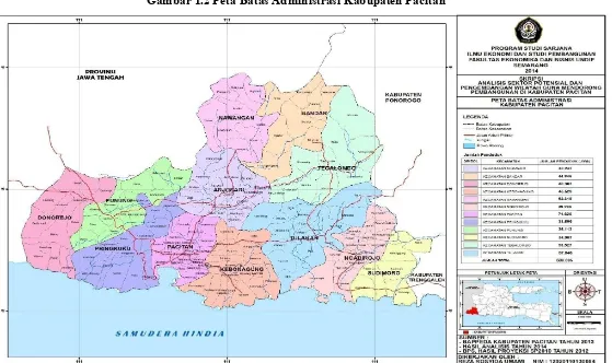 Gambar 1.2 Peta Batas Administrasi Kabupaten Pacitan 