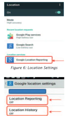 Figure 6: Google Location Reporting Settings