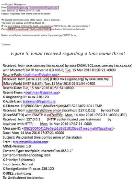 Figure 5: Email received regarding a time bomb threat