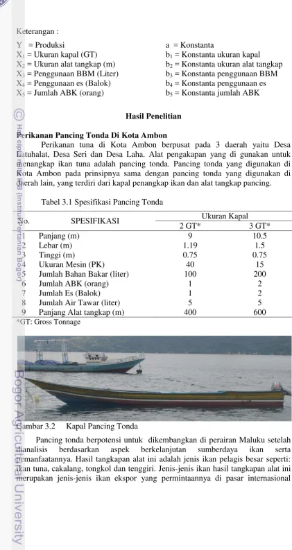 Tabel 3.1 Spesifikasi Pancing Tonda  
