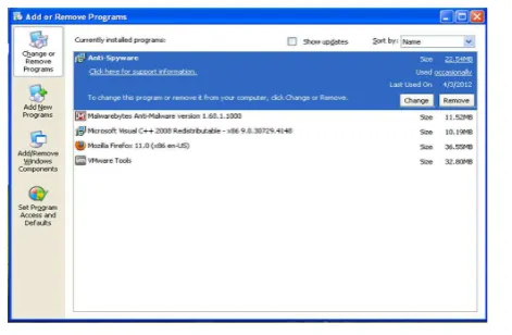 Figure 2.1 After programme removal, small icon is still visible           