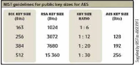 Table 1: Comparison of Security Levels in terms of Key Size between ECC and RSA.