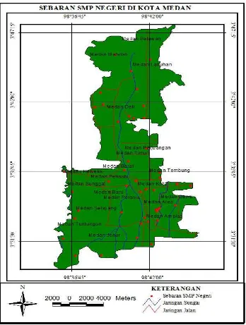 Gambar 3. Peta sebaran SMP Negeri di Kota Medan.  