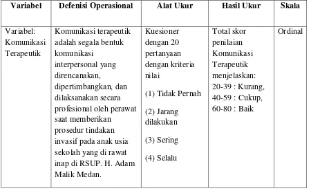 Tabel 3.1. Tabel Defenisi Operasional Instrumen Penelitian 