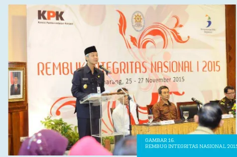 GAMBAR 16.Dalam mewujudkan upaya pemberantasan tindak pidana korupsi yang efektif dan eﬁsien, KPK Berdasarkan REMBUG INTEGRITAS NASIONAL 2015