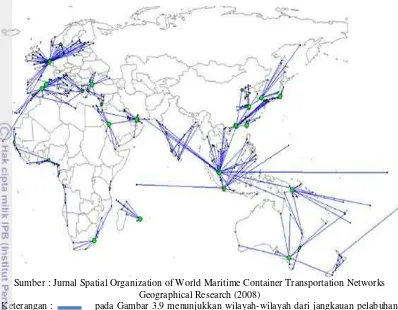 Gambar 3.9 Arus lalu lintas perdagangan dunia di Asia, Eropa, Africa dan 