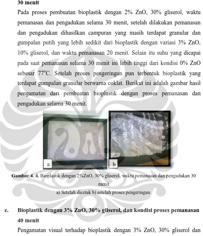 Gambar 4. 4. Bioplastik dengan 2%ZnO, 30% gliserol, waktu pemanasan dan pengadukan 30 