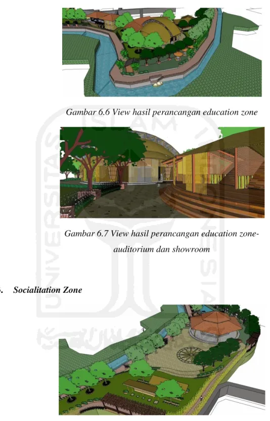 Gambar 6.7 View hasil perancangan education zone- zone-auditorium dan showroom 