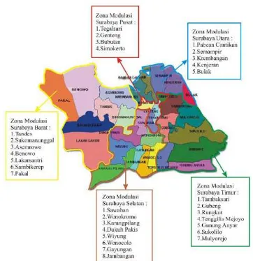 Gambar 7 Zona Modulasi Pengelolaan Sampah Plastik di Surabaya (Sudiarno, 2006) 