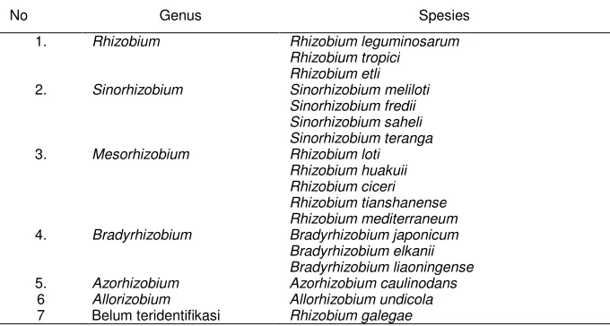 Tabel 3. Klasifikasi terbaru rhizobia